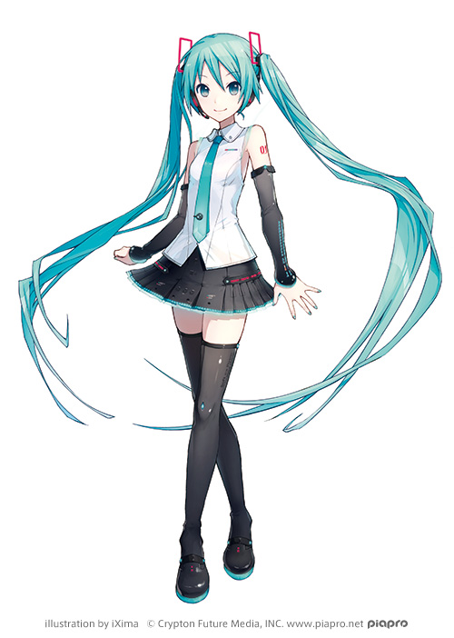 The new character visual for Hatsune Miku V4X, drawn by iXima, who also drew the V3 character designs.